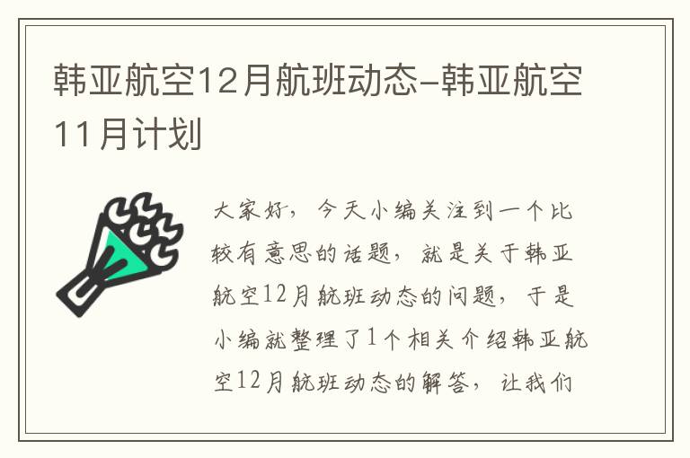 韓亞航空12月航班動態(tài)-韓亞航空11月計劃