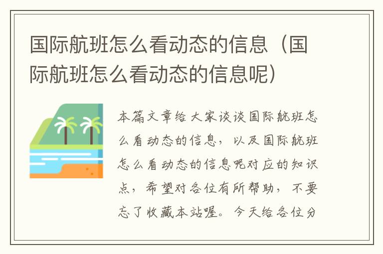 國際航班怎么看動態(tài)的信息（國際航班怎么看動態(tài)的信息呢）