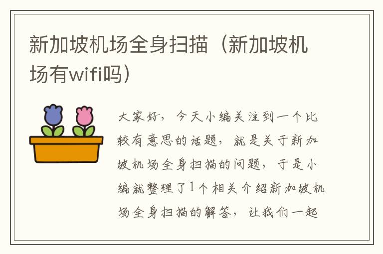 新加坡機場全身掃描（新加坡機場有wifi嗎）