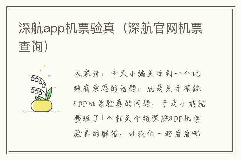 深航app機(jī)票驗(yàn)真（深航官網(wǎng)機(jī)票查詢）