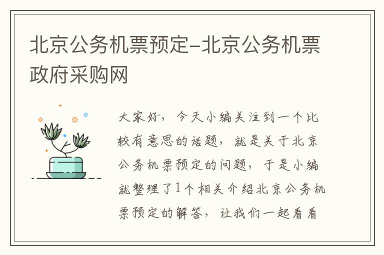 北京公務機票預定-北京公務機票政府采購網