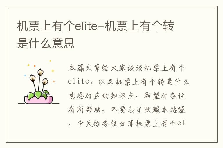 機票上有個elite-機票上有個轉(zhuǎn)是什么意思