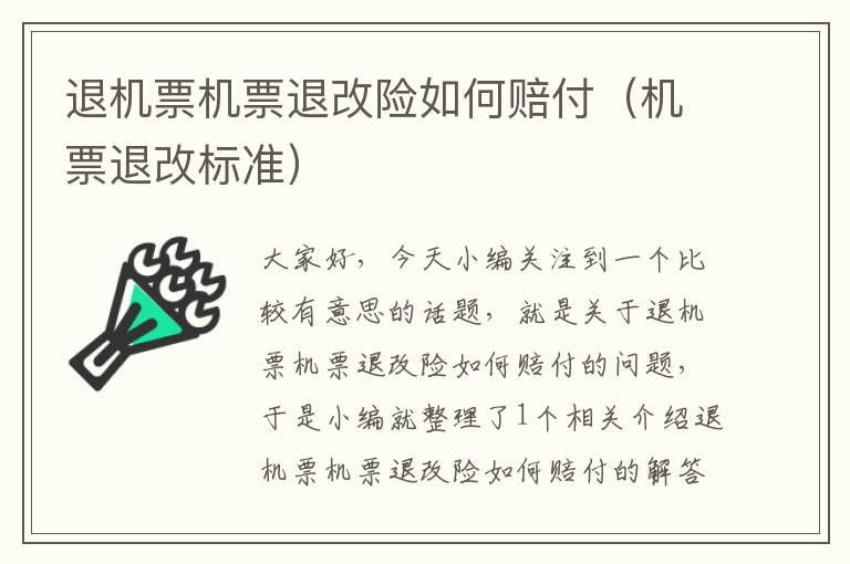 退機票機票退改險如何賠付（機票退改標準）