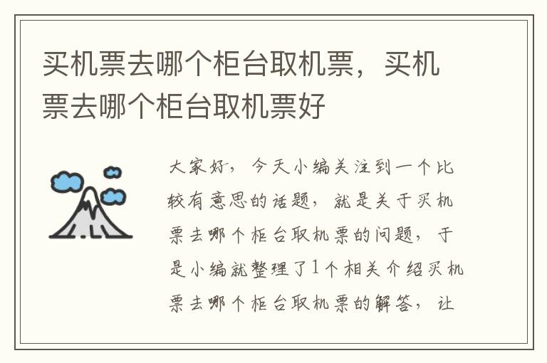 買機票去哪個柜臺取機票，買機票去哪個柜臺取機票好