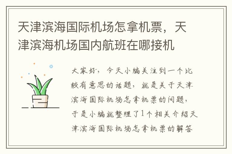 天津濱海國際機場怎拿機票，天津濱海機場國內(nèi)航班在哪接機