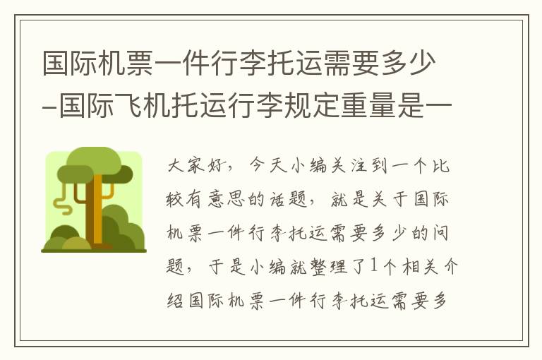 國際機票一件行李托運需要多少-國際飛機托運行李規(guī)定重量是一件還是2件