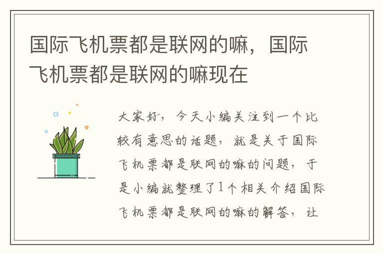 國際飛機票都是聯(lián)網(wǎng)的嘛，國際飛機票都是聯(lián)網(wǎng)的嘛現(xiàn)在